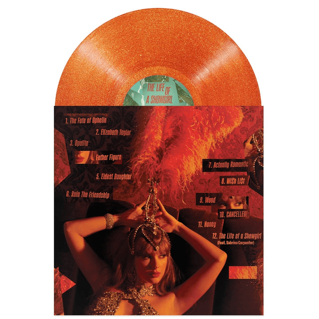 Taylor Swift - The Life of a Showgirl LP (Sweat and Vanilla Perfume Portofino Orange Glitter Vinyl)